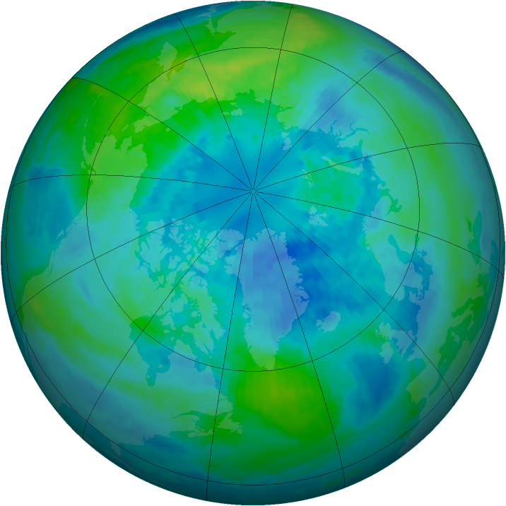 Arctic ozone map for 01 October 2002
